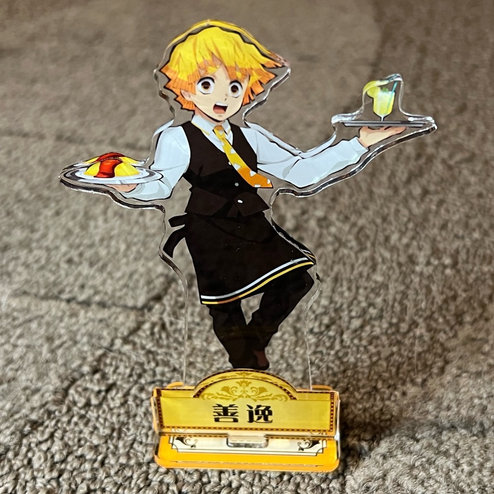 Demon Slayer Kimetsu no Yaiba Zenitsu Agatsuma Acrylic Figure Stand Cafe Collab